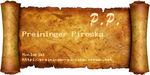 Preininger Piroska névjegykártya